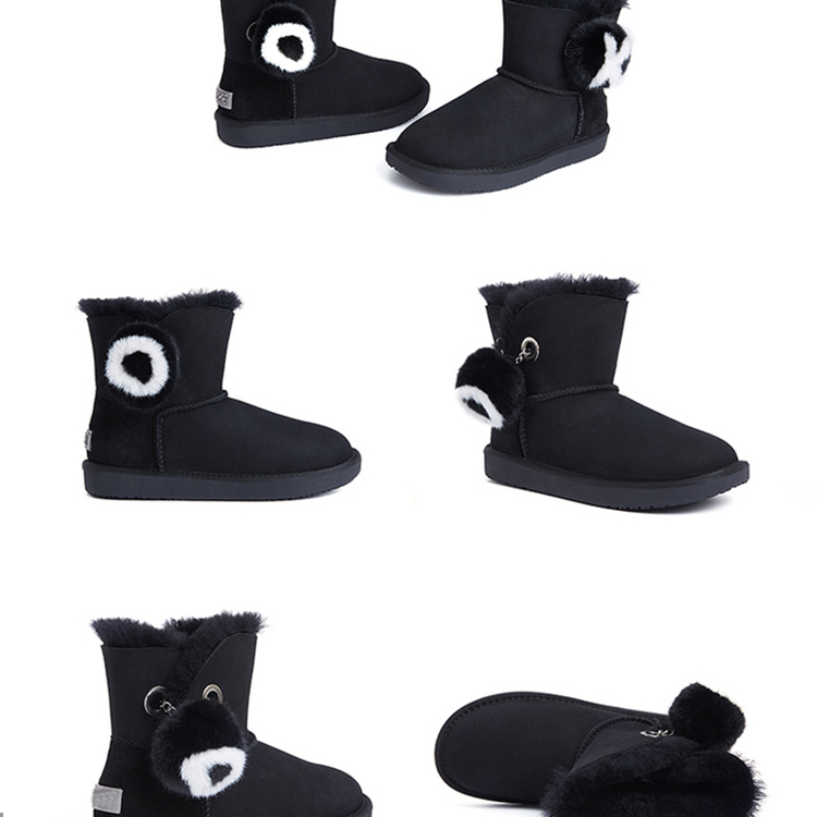sheepskin ugg 秋冬季新款甜美毛球雪地靴休闲冬鞋女款雪地棉短靴防滑