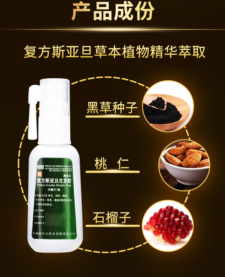 5盒装低至77盒斯亚旦复方斯亚旦生发酊36ml盒脱发斑秃生发酊掉发