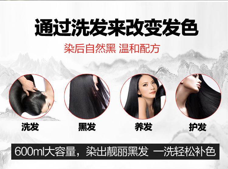 zhiranmei/植然魅 孝道白转黑一洗黑染发剂 央视上榜品牌 600ml/瓶