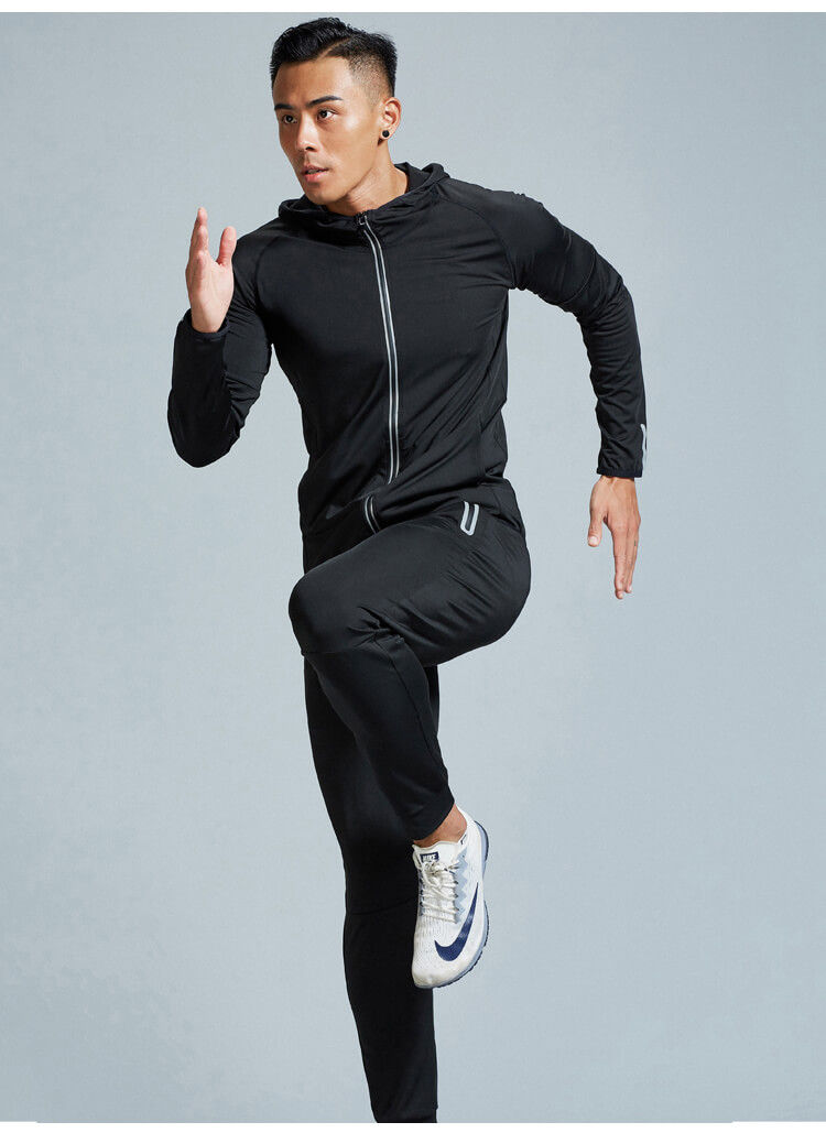 男夏季户外运动外套长袖晨跑夜跑服修身透气速干衣健身房训练跑步装备