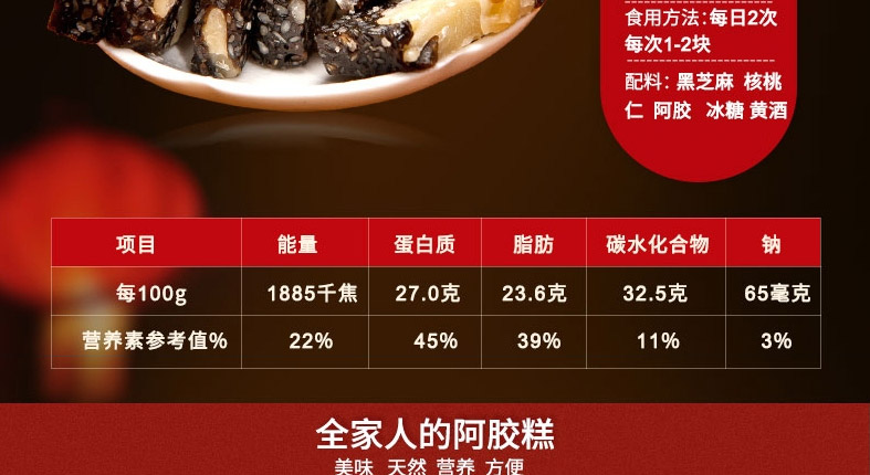 250克阿胶糕配料比例图片