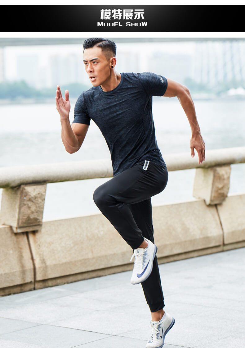 男夏季户外运动外套短袖晨跑夜跑服修身透气速干衣健身房训练跑步装备