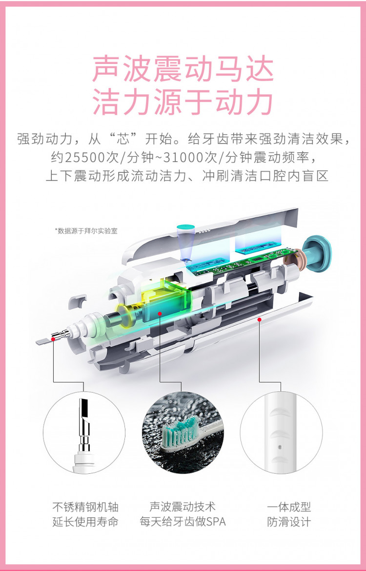 bair拜尔拜尔bair电动牙刷成人智能声波震动充电式软毛送牙刷盒x1s