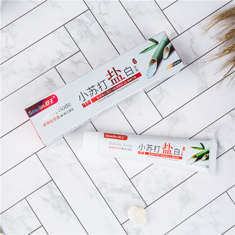 舒王4支装小苏打盐白牙膏益生菌牙膏清新口气洁白牙齿薄荷去渍j20