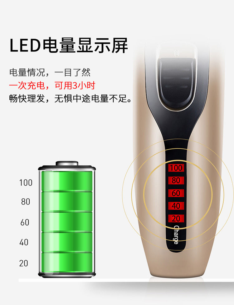 aux奥克斯aux奥克斯理发器电推剪头发充电式电推子神器自己剃发电动