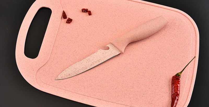 寒铁立减30小麦桔杆4件套刀具家用菜刀剪刀砍骨刀水果刀含刀架厨房